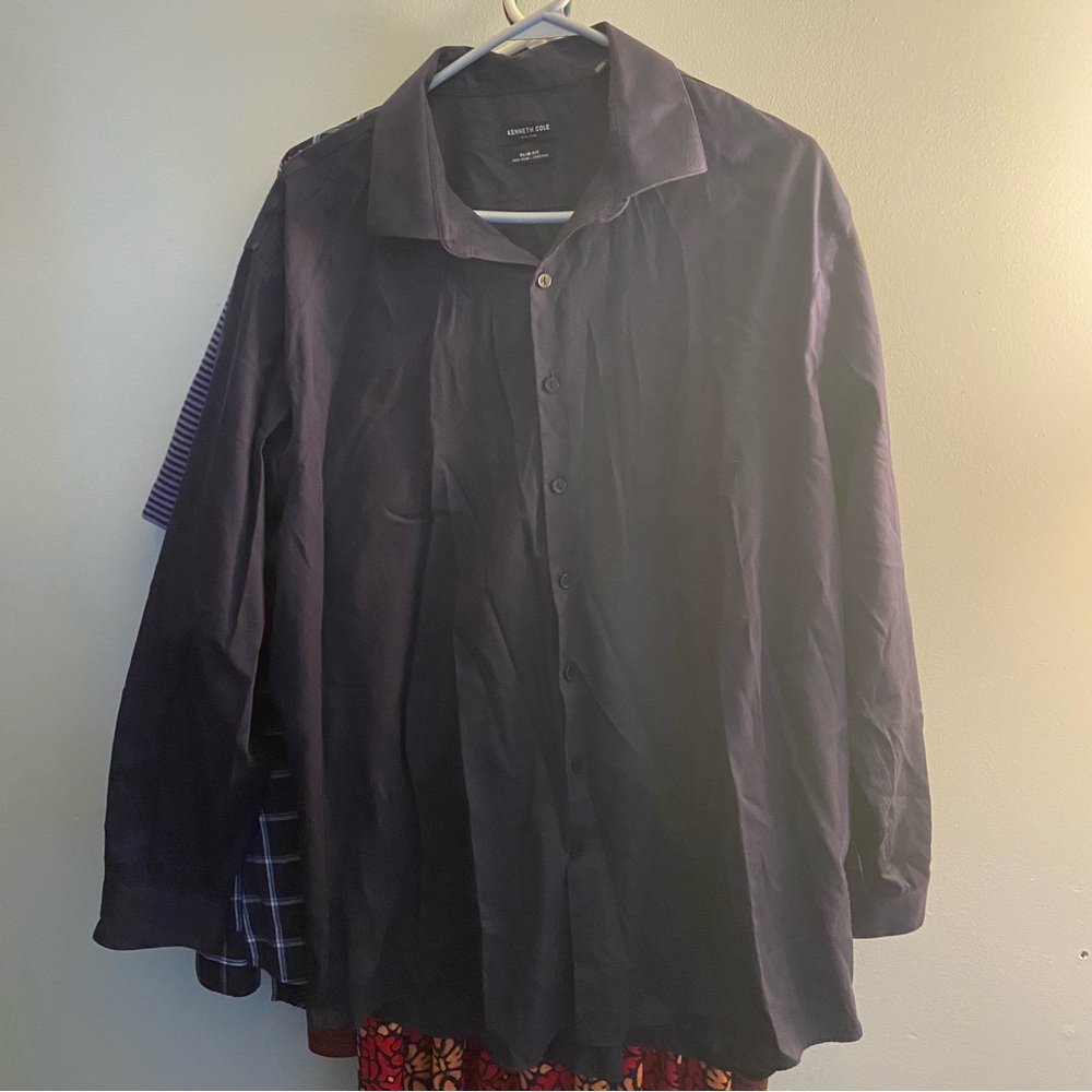 Kenneth Cole New York Men’s 2XL – Navy Slim Fit Dress Shirt